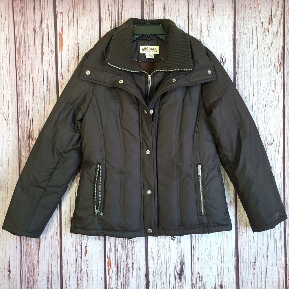Michael Kors Women’s Brown Down Waterfowl Puffer Jacket S Short Zip/Snap